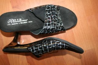 Helle Comfort Croc Black Kitten Sandals Shoes 39 8 8 5