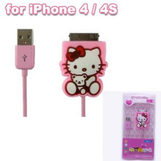 New Pink Cartoon Hello Kitty USB Data Line Charging Cable For iPod