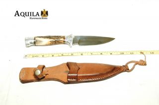 Aquila Skinner Custom Handmade Knife Leather Sheath Stag Engrave
