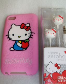 HELLO KITTY Earphones & IPOD Touch 4G PINK Silicone White Earbuds Case