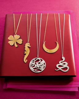 Jennifer Zeuner Good Luck Circle Pendant Necklace & Ruby Crescent Moon