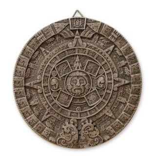 Ceramic plaque, Aztec Sun Stone in White Home & Kitchen