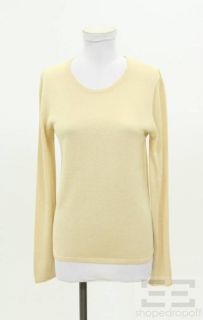 Henri Bendel Light Yellow Silk Knit Crewneck Top Size M