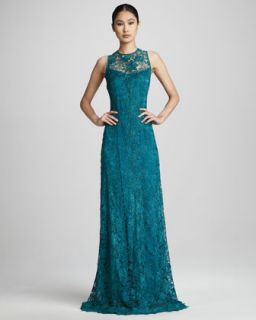 Rickie Freeman for Teri Jon High Neck Lace Gown   