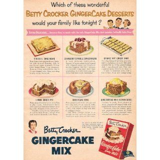 Betty Crocker Ginger Cake Mix Original 1952 Ad with 6