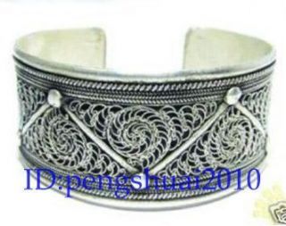  Jewelry Tibet Silver Carved Tibetan Luck Mens Cuff Bracelet
