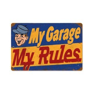 My Garage Rules Vintage Metal Sign Humorouse and Funny 18