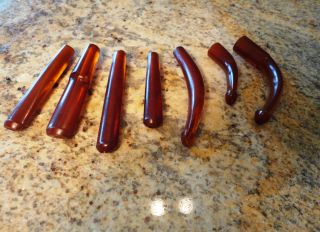 Antique Honey Amber UNSMOKED 1890  1900s Round End pipe stems bits