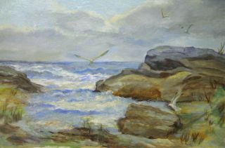  24 x 36 Seascape Oil Painting on Masonite Panel by E Hickson
