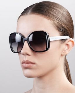 Oversized Oval Sunglasses, Black/Gray/Brown