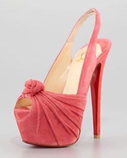 Christian Louboutin Miss Benin Suede Knotted Platform Red Sole