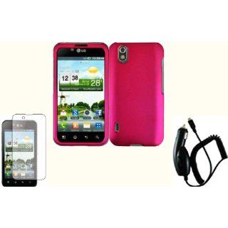 Rose Pink Hard Case Cover+LCD Screen Protector+Car Charger