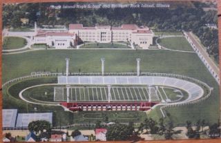 1940 Linen High School Football Stadium Rock Island IL