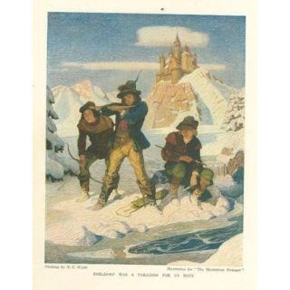 1916 N C Wyeth Print Boys Outside of Castle Everything