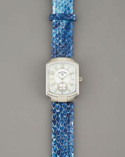 3QQU Philip Stein Diamond Watch Head & Blue Python Strap