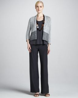 Eileen Fisher Cropped Crepe Cardigan & Tiered Silk Maxi Dress   Neiman