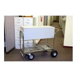 Long Solid Metal Mail Cart with Locking Top Office