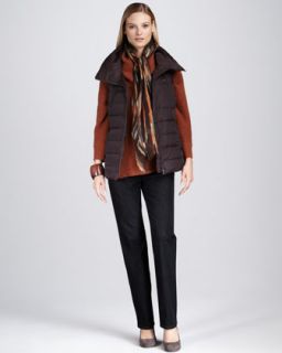 Vince Leather Sleeve Coat, Cowl Neck Cashmere Sweater & Textured
