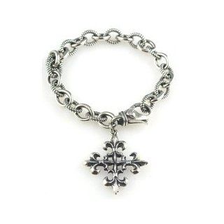 ExEx Fleur de Lis Cross Charm Bracelet Jewelry 