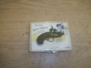 Vintage Miniature Herzfeld Buccaneer Toy Cap Gun with Plastic Case