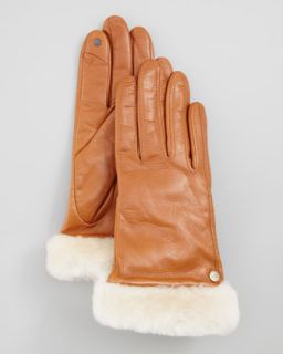 ugg australia classic leather smart gloves chestnut $ 115