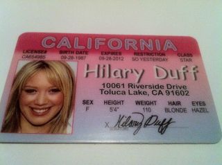 Hilary Duff ID Card So Yesterday Halloween Costume California