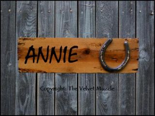 Horse Stall Signs Personalized Name Horseshoe The Velvet Muzzle