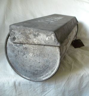 Unusual Vintage Hessler Galvanized Metal Mailbox, Tube Shape