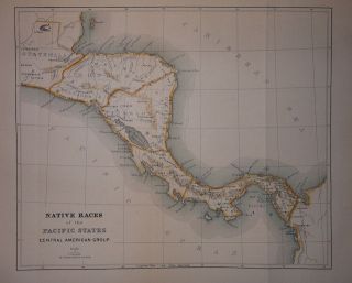 Guatemala Honduras Nicaragua Costa Rica Panama Indian Tribes 1874 Map
