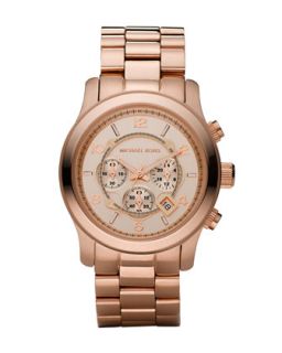 Y089W Michael Kors Rose Golden Oversized Chronograph Watch