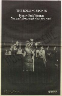 Rolling Stones Honky Tonk Women LP Promo Poster Ad 1969