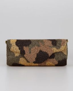camouflage beaded clutch bag olive $ 185