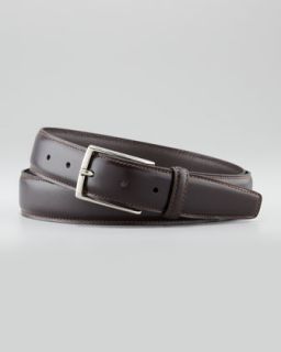 Polished Leather Belt, Dark Brown