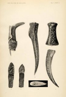 1904 Heliogravure Hoopa Valley Indian Tool Adze Stone Maul Splitting