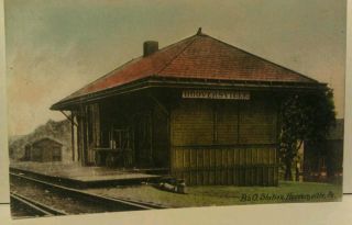 Old Hooversville PA B O Railroad Station Milk Cans Postcard Repro