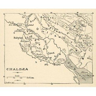 1903 Print Ancient Chadea Map Thuillier Umliash Zagros