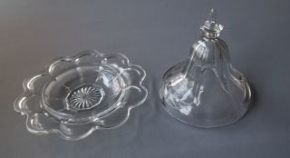 Excellent Vintage Higbee Glear Glass Covered Butter or Cheese Dish