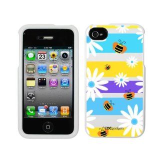 iPhone 4 4S Buzz Bee Flowers White Superior Snap On Case