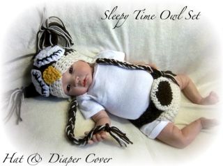 Owl Hat and Diaper Cover Photo Prop Size Newborn