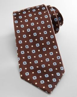 Basket Weave Neat Silk Tie, Brown