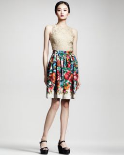 Dolce & Gabbana Floral Print Linen Skirt   