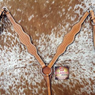 New Hilason Western Leather Horse Breast Collar Hand Tooled Tack Light