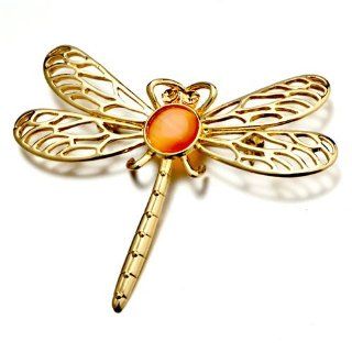 Pugster Yellow Dragonfly Swarovski Crystal Animal Brooch Pin: Jewelry