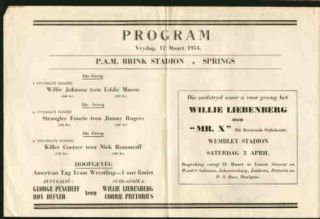 Wrestling Program 1954 Johannesburg George Pencheff