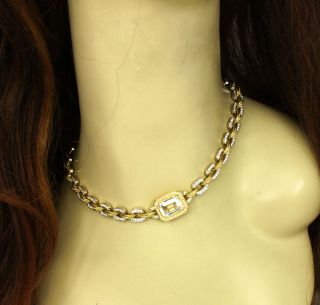Hefty 18K Gold 19 cts Diamonds White Sapphire Necklace