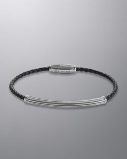 N1U7A David Yurman Royal Cord Bracelet, Black Leather, 3mm