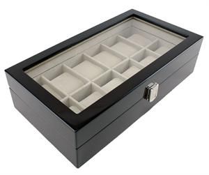 New Heiden Premier Espresso Watch Box Glass Display Storage Case for