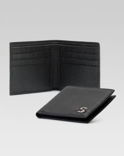 N1WWP Gucci Ace Leather Bi Fold Wallet, Black