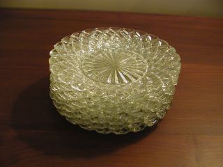 Hocking Glass (8) Waterford/Waffle Depression Glass 6 Saucers