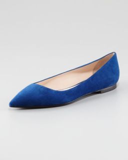 Suede Pointed Toe Ballerina Flat